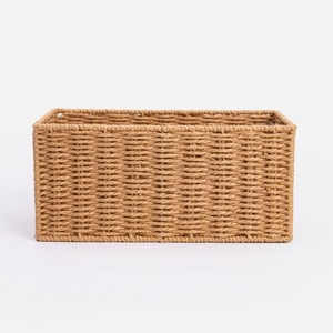 艾禮思手工編織紙繩櫃內收納籃 窄長形