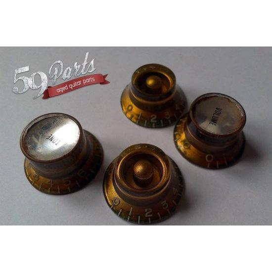 59PARTS SET OF HAND AGED MISMATCHED GOLD KNOBS, GARY MOORE ビンテージパーツ 全国一律送料無料