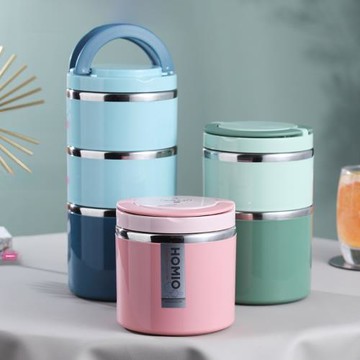 華美韓式樂彩保溫飯盒便當盒不繡鋼單層密封便攜帶手提迷你小餐盒