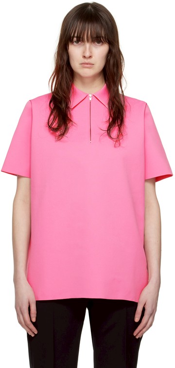 Jil Sander 粉色拉链 Polo 衫