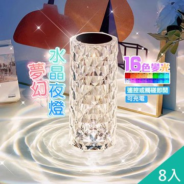 QiMart 夢幻16色動態變換水波紋水晶燈(E款)x8入
