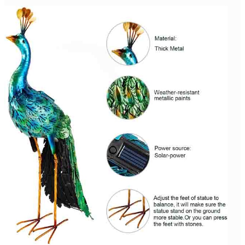 屋内外用 メタルアート孔雀(ピーコック) 芝生裏庭 リビングルーム