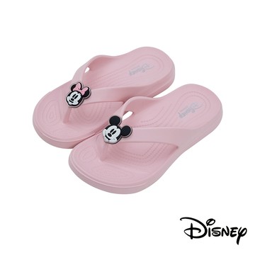 【迪士尼童鞋】不對稱飾釦輕量防水夾腳拖鞋-粉(米奇與米妮)