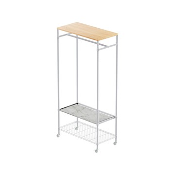 【Y HOUSE】90x45x185(含輪高)木頂板單桿衣架 開放式衣架 移動衣帽架-平台款白色