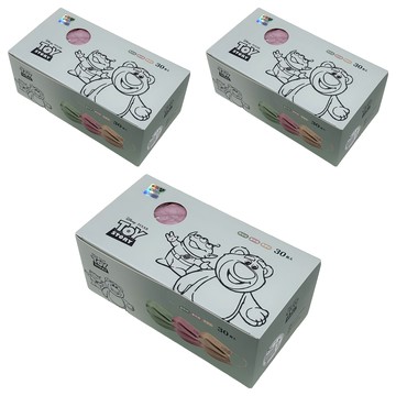 TOY STORY 玩具總動員 玩具總動員成人平面口罩  30片  酪梨綠 + 蜜桃藕 + 燕麥奶  3個