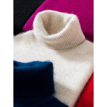 女士高領套頭通勤羊絨保暖毛衣