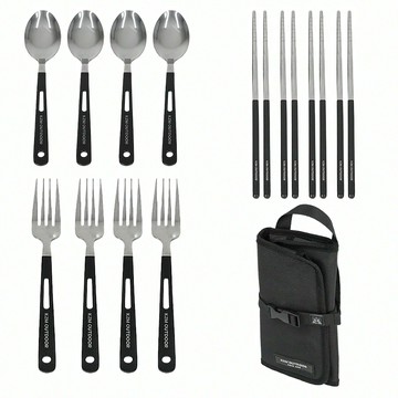 KZM OUTDOOR 工業風立體餐具收納袋 K24T3K02  黑色  1組