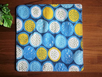 日本二重紗手帕=手繪風=仙人掌果=藍