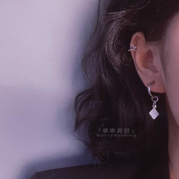事事莫愁 | 無性別耳飾王一博同款帥氣菱形簡約男女耳環無痛耳夾