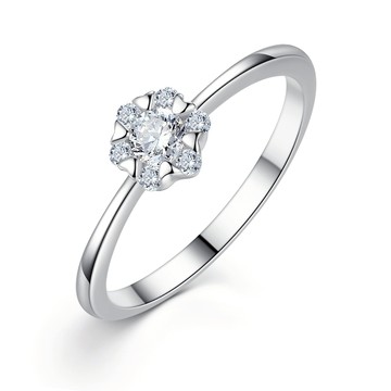 AchiCat．925純銀戒指．甜美綻放 小花 擬真鑽 情人節禮物 生日禮物 閨密 AS6032