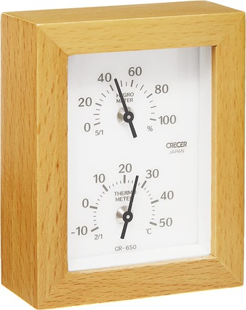日本 CRECER 日本製天然木溫濕度計 CR-650W｜免電池｜居家環境監控｜質感桌上型設計｜送禮好物