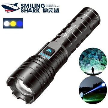 微笑鯊正品 SD5408 LED強光手電筒 M60 6000LM千米遠射 10檔白黃藍光 可調焦 Type-C 防水露營