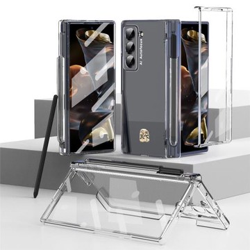 適用三星w25心系天下手機殼fold6折疊屏中軸商務筆槽w24鉸鏈全包保護套fold5殼膜一體w23時尚輕奢fold6附帶筆