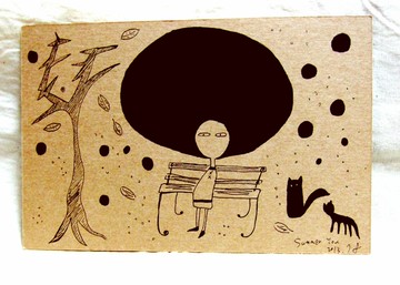 大頭症女孩萬用明信片-秋天想念篇