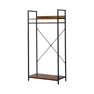 【RICHOME】鋼鐵人雙層衣櫥架胡桃木色