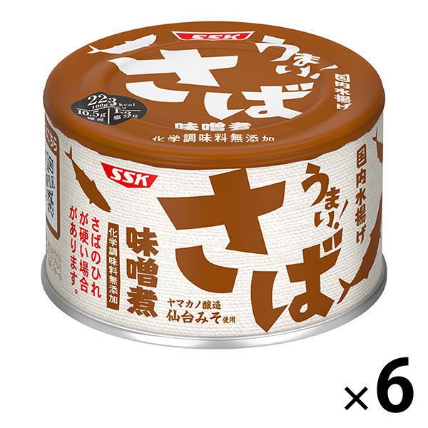 清水食品缶詰　うまい！　鯖・さば味噌煮　国内水揚げ　化学調味料無添加　1セット（6缶）　清水食品