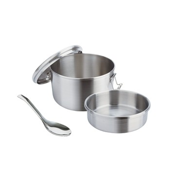 CLARE 可蕾爾 晶鑚316不鏽鋼雙層圓形便當盒附湯匙 12cm（0.7L）-Leidea樂德兒