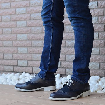 MIT 【時尚翼紋輕量紳仕皮鞋-深藍】紳士鞋 德比鞋  設計款皮鞋