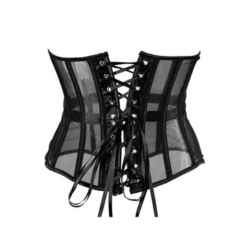 大碼200斤性感透明偽娘cosplay用品束腰緊身魚骨綁帶腰封網紗透氣