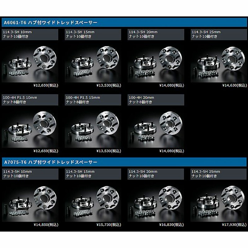 ハブ付ワイドトレッドスペーサー 100-4H P1.5 20mm 54-54 A6061