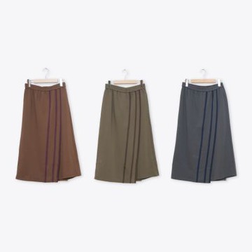 【Dailo】兔兔在哪裡配色半邊褲裙 綠 咖 灰