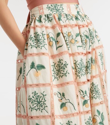 Agua by Agua Bendita Tangelo floral cotton maxi skirt