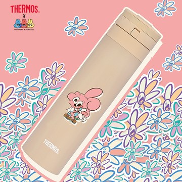 【THERMOS膳魔師】保溫瓶_JNS-454系列_450ml_緩緩歡樂小花