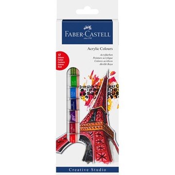 德國輝柏 Faber-Castell 169501 創意工坊壓克力顏料 12色 12ml 大容量【APP滿額下單10%點數(單一帳號最高5000點)】1/31止