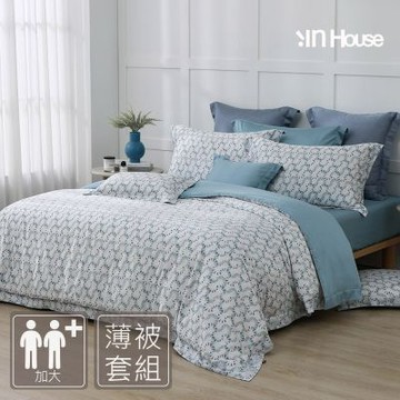 IN-HOUSE-80支天絲棉薄被套床包組(晨灣藍影-加大)