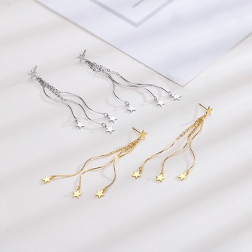 ▪NANA▪N31 日韓流行耳飾 S925銀針 夢幻長款滿天星流蘇 耳針 耳環