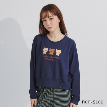 non-stop 萌寵插畫刺繡短版T恤-3色