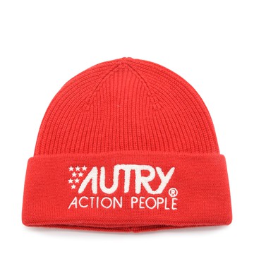 Autry - Red Wool Blend Knitted Beanie Hat