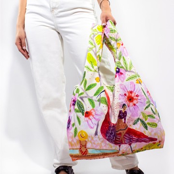 英國Kind Bag-環保收納購物袋-中-ROEQIYA FRIS聯名-紅鳥