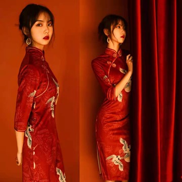 影樓主題寫真新年款中國風復古旗袍藝術照服裝年會派對舞臺演出服