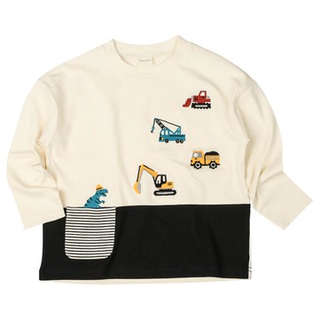 akachan honpo - 長袖T恤-拼接-黑色