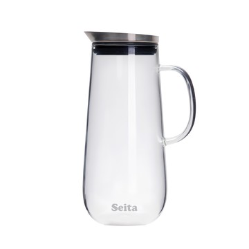 Seita Floria系列 玻璃冷水壺 耐熱玻璃 不鏽鋼 PP塑膠 矽膠 耐熱100°C  透明  1.2L  1個