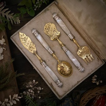 法國 Belle Époque 珍珠母貝 × 鍍金甜點服務組