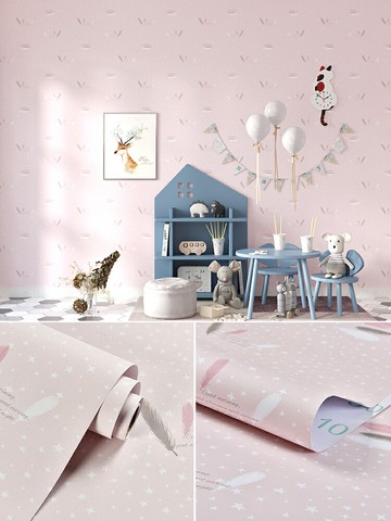 粉色墻紙自粘臥室裝飾貼紙溫馨學生宿舍網紅背景墻面壁紙文化墻貼