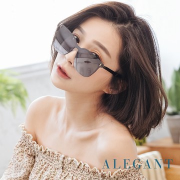 【ALEGANT】輕奢木槿黑鑲嵌茶晶柱槍灰金屬方框偏光墨鏡/UV400太陽眼鏡