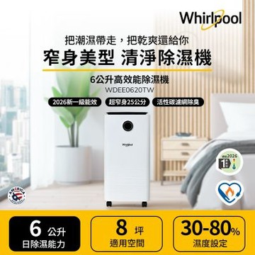 Whirlpool惠而浦 一級能效6公升除濕機 WDEE0620TW