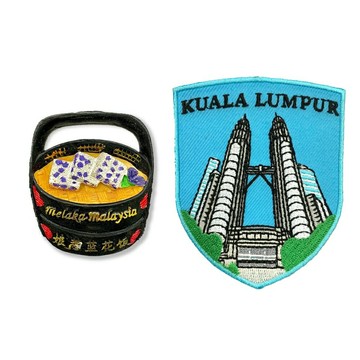 馬來西亞娘惹飯黑板磁鐵+馬來西亞 雙峰塔 雙子星背膠補丁【2件組】旅遊磁鐵 外國地標磁鐵 可愛磁鐵 冰箱貼 療癒磁鐵 生活家居磁鐵