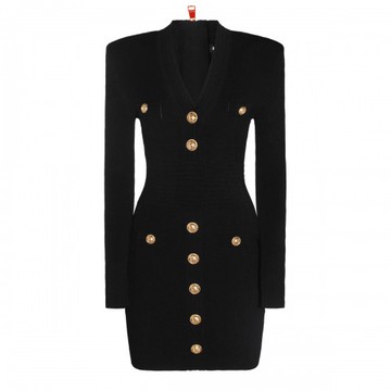 Balmain - Black Viscose Dress 38