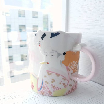 日本浮世繪風格藝妓 貓奴馬克杯