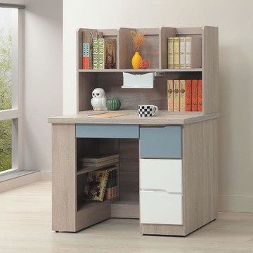 Boden-伍迪3.5尺書架型四抽書桌(上座+下座)