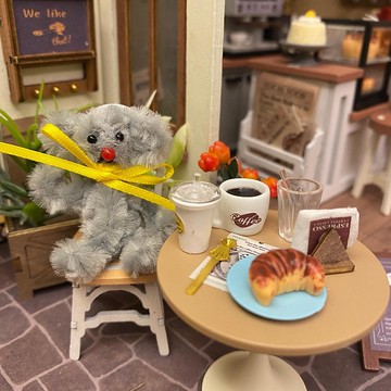 紅鼻小熊 5cm bear灰黃色-毛根扭扭棒手作