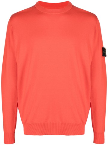 Stone Island - Compass-logo patch virgin-wool jumper - men - Virgin Wool - XL - Orange