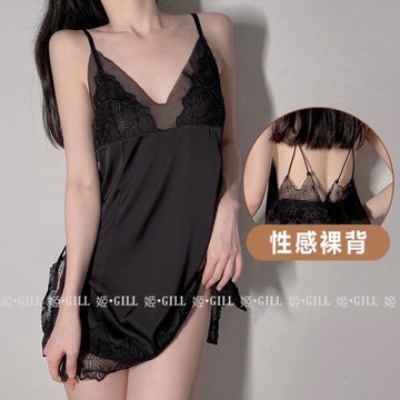 姬Gill：氣質拉滿！吊帶睡裙女2021年新款美背睡衣黑絲女夏季薄款