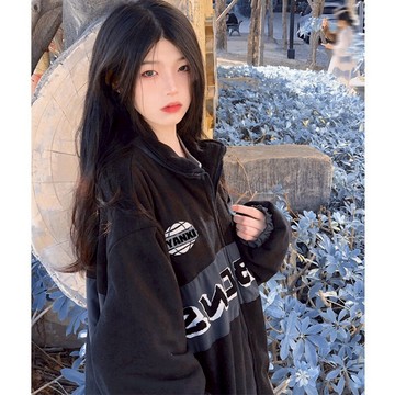 2022年早春新款美式潮流oldschool搖粒絨撞色立領棉服保暖百搭ins