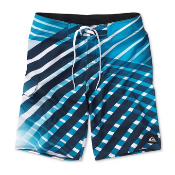 美國百分百【全新真品】Quiksilver 海灘褲 男 短褲 泳褲 沙灘褲 衝浪褲 白色 藍色 格紋 漸層 29 31腰 E981