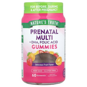 Nature's Truth, 產前多營養素 + DHA，葉酸軟糖，美味水果味，60 粒